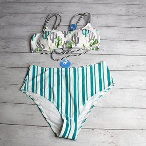 Cupshe Women's Swim Top High Waist Bikini Bottoms Size XL Swimsuit 2 Pc